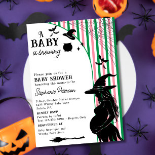 Ein Baby braut Pink Grüne Halloween-Baby-Party Einladung