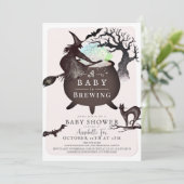 Ein Baby braut rosa Halloween Baby Dusche Einladung (Stehend Vorderseite)