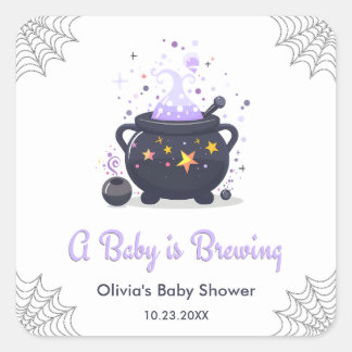 Ein Baby braut sich zusammen Halloween-Baby-Party Quadratischer Aufkleber