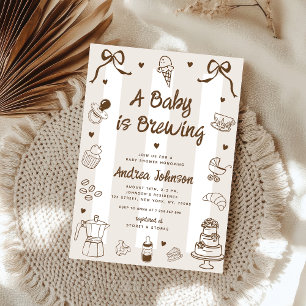 Ein Baby braut sich zusammen Handgezeichnete franz Einladung