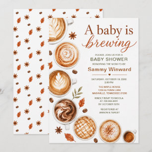 Ein Baby braut sich zusammen Herbst-Kaffee-Baby-Pa Einladung