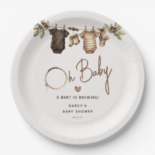 'Ein Baby braut sich zusammen' Kaffee-Baby-Party Pappteller