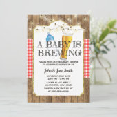 Ein Baby braut String Lights Beer Baby Dusche Einladung (Stehend Vorderseite)