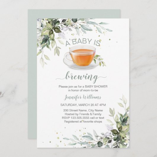 Ein Baby braut Tea Party Babydusche Einladung (Vorne/Hinten)