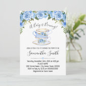 Ein Baby braut Tee-Baby-Dusche blaue Einladung (Stehend Vorderseite)