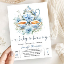 Ein Baby braut Tee Baby Shower Junge Dusty Blue