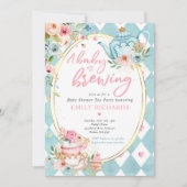 Ein Baby braut Tee Party Babydusche Rosen pink Einladung (Vorderseite)