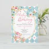 Ein Baby braut Tee Party Babydusche Rosen pink Einladung (Stehend Vorderseite)