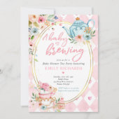 Ein Baby braut Tee Party Babydusche Rosen pink Einladung (Vorderseite)
