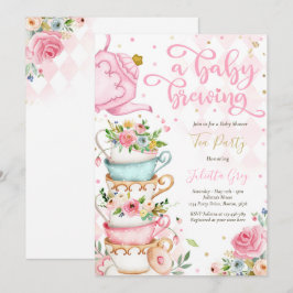 Ein Baby braut Tee Party Babydusche Rosen pink Einladung