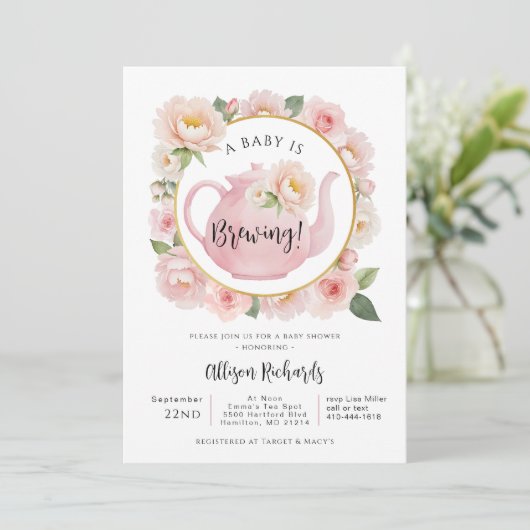 Ein Baby braut Tee-Party-Dusche laden Einladung (Stehend Vorderseite)