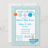 Ein Baby brütet Blue Teacup Baby Boy Dusche Einladung (Vorderseite)