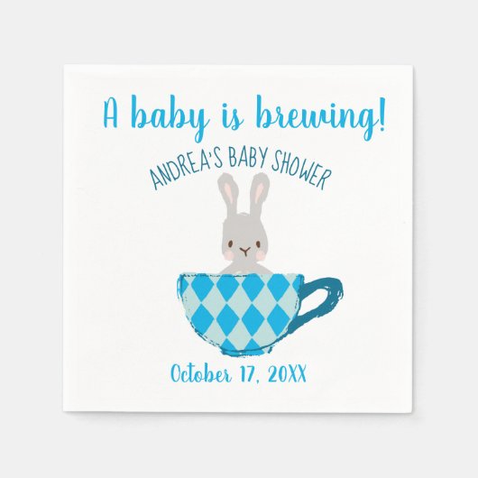 Ein Baby brütet Blue Teacup Baby Boy Dusche Serviette (Vorderseite)