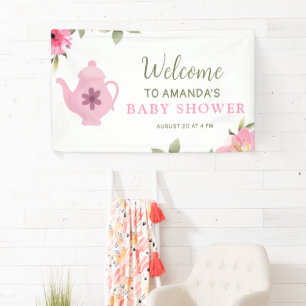 Ein Baby brütet Blume Rose Tea Baby Dusche Banner