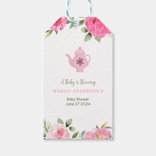 Ein Baby brütet Blume Rose Tea Baby Dusche Geschenkanhänger (Vorderseite)