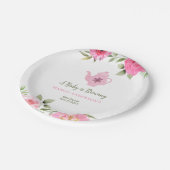 Ein Baby brütet Blume Rose Tea Baby Dusche Pappteller (Schrägansicht)