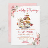 Ein Baby brütet Blumentee Party Babydusche Einladung (Vorne/Hinten)