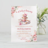 Ein Baby brütet Blumentee Party Babydusche Einladung (Stehend Vorderseite)