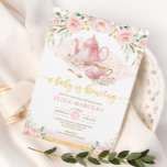 Ein Baby brütet Blush Blume Babydusche Tee Einladung<br><div class="desc">Tee-Party-Babydusche laden ein. Klicken Sie auf die Schaltfläche "Weitere Anpassung",  wenn Sie den Stil und die Position des Textes neu ordnen und formatieren möchten. Kommt mit einem passenden Blumenmuster hinten.</div>