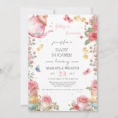 Ein Baby brütet Blush Blume Babydusche Tee Einladung (Vorderseite)