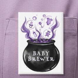 Ein Baby brütet Cauldron Halloween Baby Dusche Button