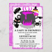 Ein Baby brütet Cauldron Halloween Baby Dusche Einladung (Vorne/Hinten)
