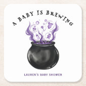 Ein Baby brütet Cauldron Halloween Baby Dusche Rechteckiger Pappuntersetzer (Vorderseite)