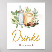 Ein Baby brütet Coffee Baby Dusche Drinks Poster (Vorne)