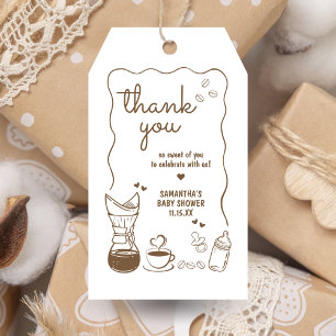 Ein Baby brütet Coffee Baby Shower Fevor Tags Geschenkanhänger