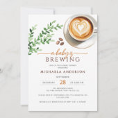 Ein Baby brütet eine Aquarellkaffee-Babydusche Einladung (Vorderseite)