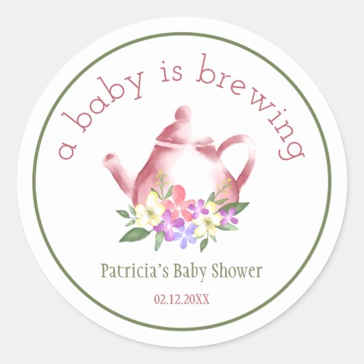 Ein Baby brütet eine Babydusche mit Blumentee-Part Runder Aufkleber (Vorderseite)