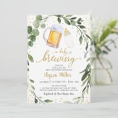 Ein Baby brütet eine Babydusche mit Grünpflanzen Einladung (Stehend Vorderseite)