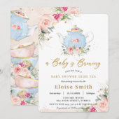 Ein Baby brütet eine Babydusche mit High Tea Party Einladung (Vorne/Hinten)