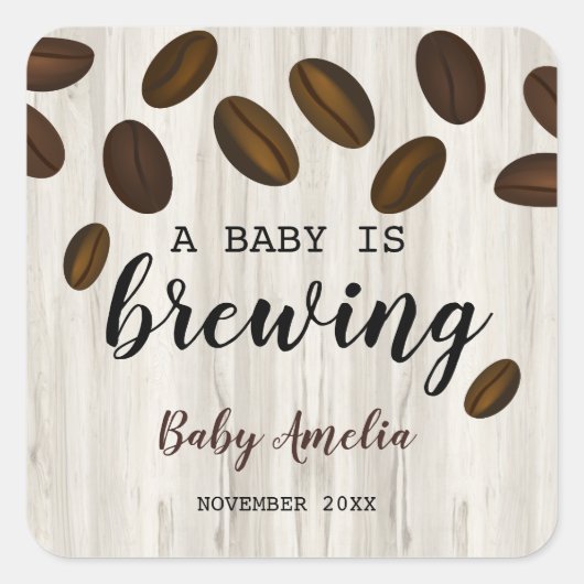 Ein Baby brütet eine Babydusche mit Kaffee Quadratischer Aufkleber (Vorderseite)