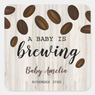 Ein Baby brütet eine Babydusche mit Kaffee Quadratischer Aufkleber