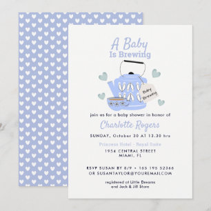 Ein Baby brütet eine blaue Babydusche Einladung