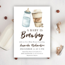 Ein Baby brütet eine Flasche Kaffee Babydusche Einladung