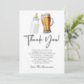 Ein Baby brütet eine Flaschengrübe-Glass-Babydusch Dankeskarte (Stehend Vorderseite)