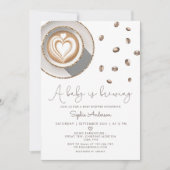 Ein Baby brütet eine Kaffeemaschine. Einladung (Vorderseite)