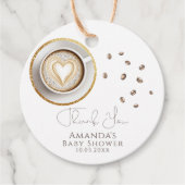 Ein Baby brütet eine Kaffeemaschine. Geschenkanhänger (Vorderseite)