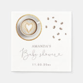 Ein Baby brütet eine Kaffeemaschine. Serviette (Vorderseite)