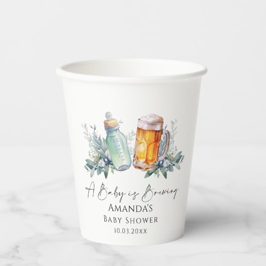 Ein Baby brütet eine Minimalistische Babydusche Pappbecher (Vorderseite)