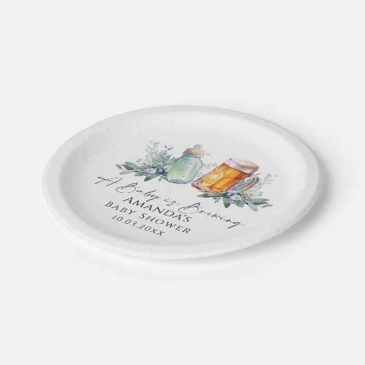 Ein Baby brütet eine Minimalistische Babydusche Pappteller (Schrägansicht)