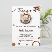 Ein Baby brütet eine Watercolor-Kaffee-Babydusche Einladung (Stehend Vorderseite)