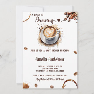 Ein Baby brütet eine Watercolor-Kaffee-Babydusche Einladung