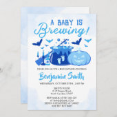 Ein Baby brütet einen blauen Halloween-Baby-Duschj Einladung (Vorne/Hinten)