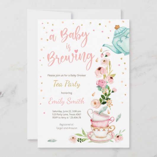 Ein Baby brütet Einladung Tee Party Babydusche (Vorderseite)
