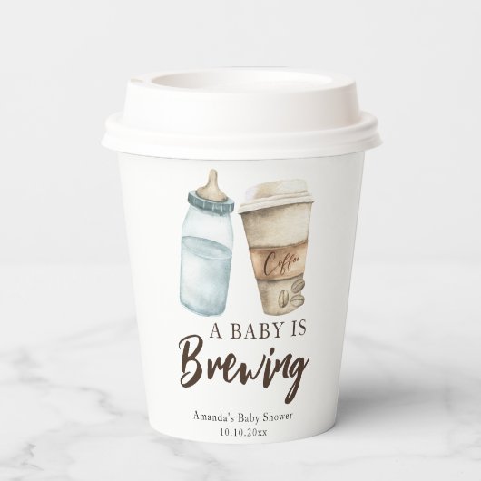 Ein Baby brütet Flasche Kaffee Babydusche Pappbecher (Rückseite)