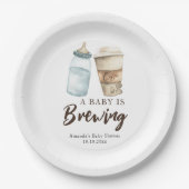 Ein Baby brütet Flasche Kaffee Babydusche Pappteller (Vorderseite)