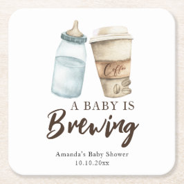Ein Baby brütet Flasche Kaffee Babydusche Rechteckiger Pappuntersetzer